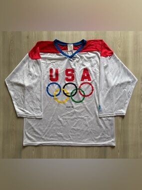 Vintage 90s USA Olympics General Mills Hockey Jersey Adult XL  Made In USA